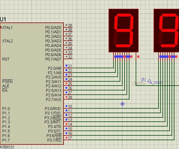 Cara Mengira Dari 0 hingga 99 Menggunakan 8051 Mikrokontroler Dengan 7 Segmen Paparan: 5 Langkah (dengan Gambar)