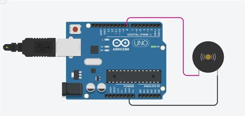 टिंकरकैड पर Arduino का उपयोग करते हुए पियानो लगता है