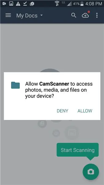 הרשאות CamScanner