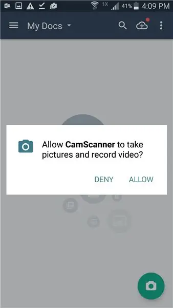 สิทธิ์ของกล้อง CamScanner