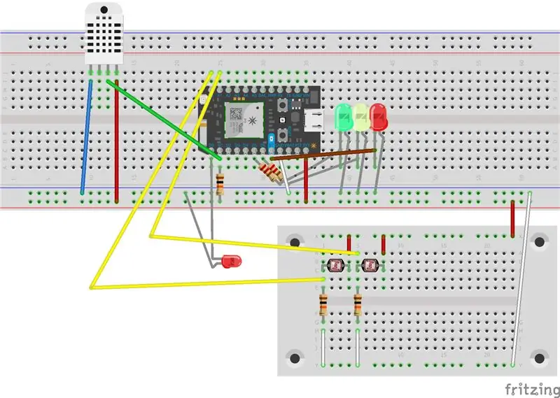 Configuración del sensor de humedad, láser y LDR