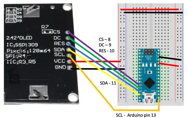 Стъпка 3: Свържете OLED към Arduino Nano