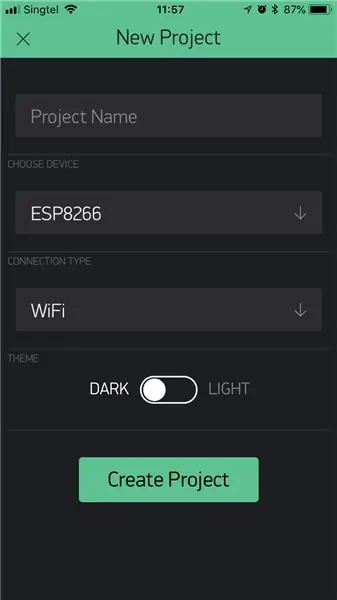 Krijimi i një projekti të ri me Blynk