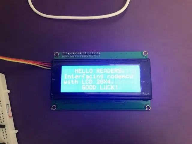 Interfész LCD 20X4 kijelzővel a Nodemcu -hoz