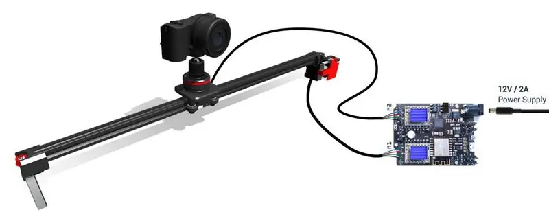 MOTORIZED CAMERA SLIDER koos jälgimissüsteemiga (3D trükitud)