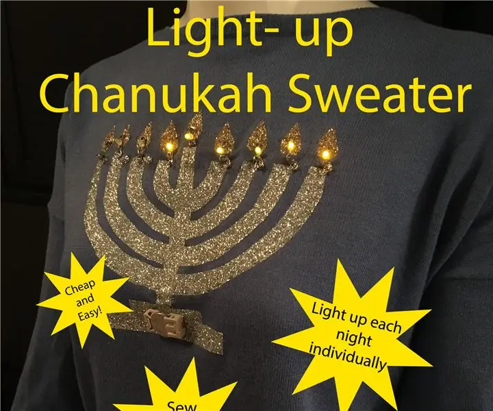 Oplyst Chanukah-sweater med individuelle "stearinlys": 7 trin (med billeder)