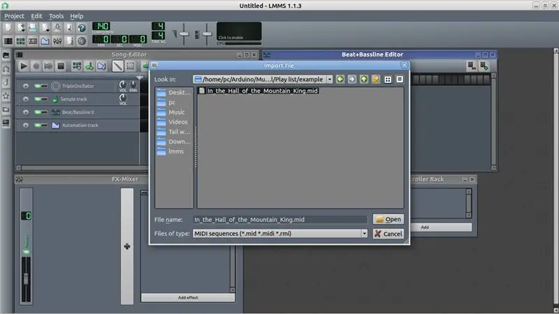 Ներմուծեք ձեր MIDI ֆայլը LMMS- ում