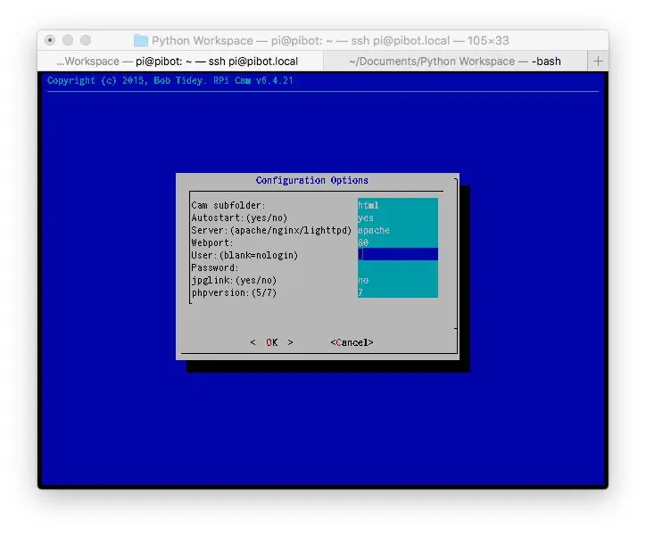 Configuración de la interfaz web de RPi Cam