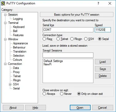 Conexión a su Pi con el cable serial