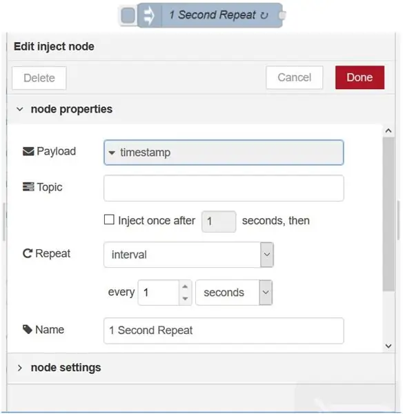 JSON Node og Inject Node