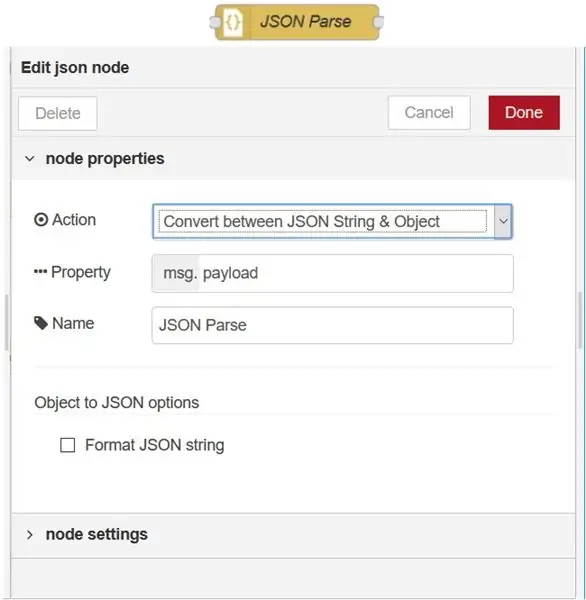 JSON Node dan Inject Node