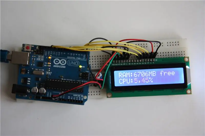 Écran LCD du moniteur d'utilisation du processeur Arduino + RAM : 5 étapes