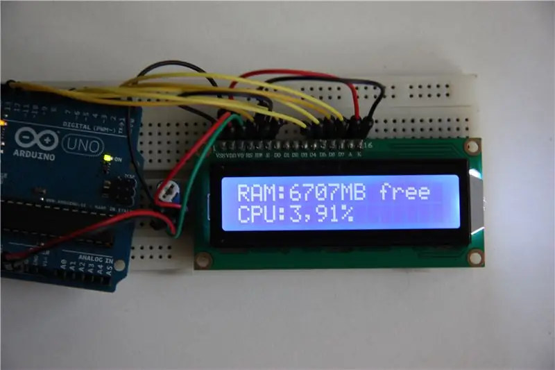 LCD Monitor Penggunaan CPU + RAM Arduino