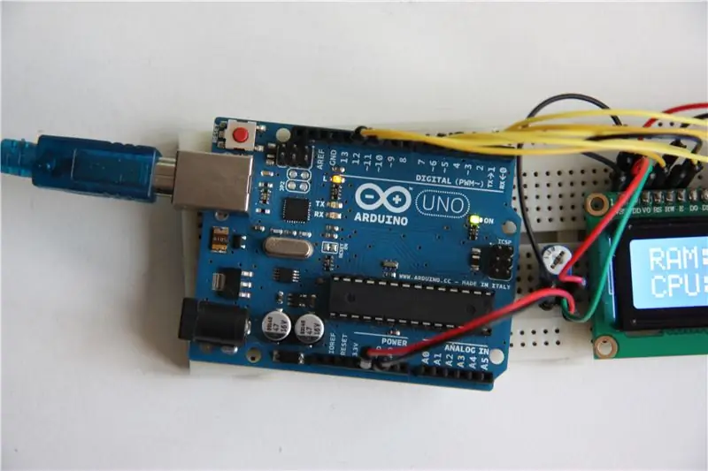 LCD Monitor Penggunaan CPU + RAM Arduino