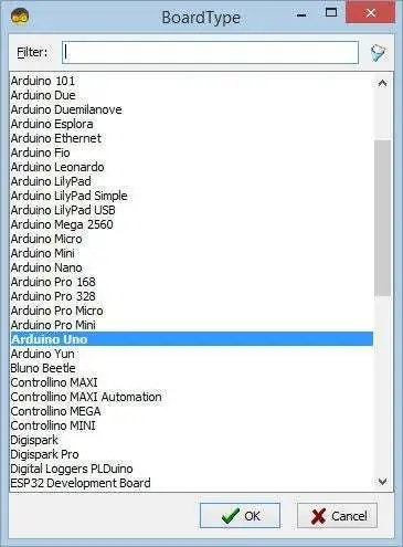 Sāciet Visuino un atlasiet Arduino UNO plates tipu