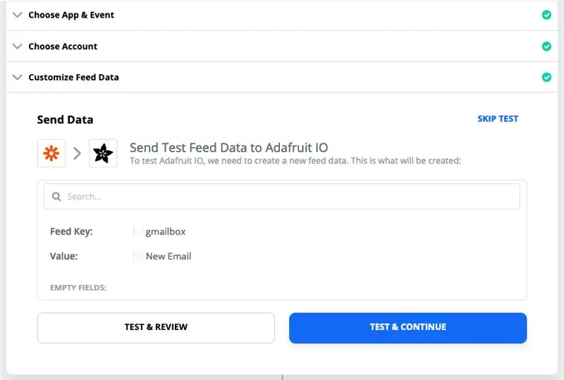 Тестване със Zapier, Adafruit и Gmail