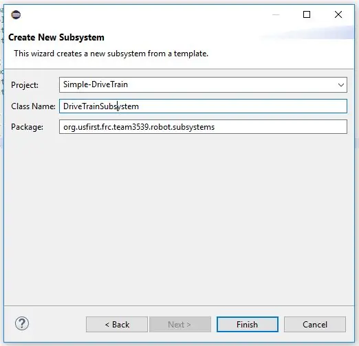 Izveidojiet DriveTrainSubSystem