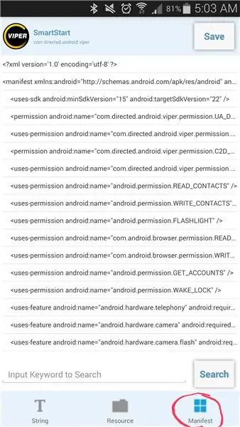 Paghahanap ng Startup Code sa Manifest Xml