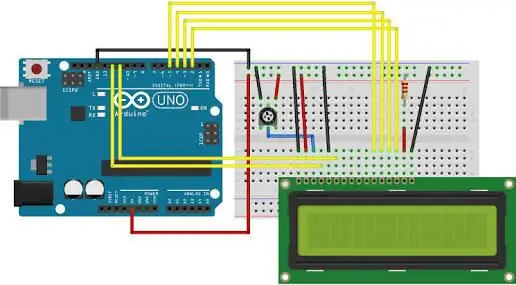 Свържете LCD дисплея чрез дадени връзки