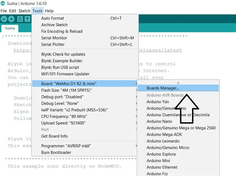 Tilføjelse af bord til Arduino IDE