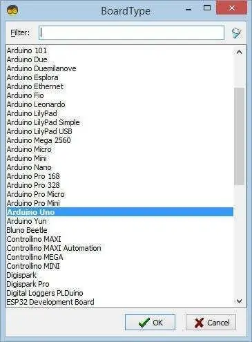 Visuinoya başlayın və Arduino UNO Board Tipini seçin