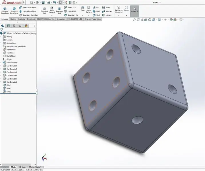 Apprendimento di alcune funzioni di base di SOLIDWORKS: creare un dado a sei facce: 22 passaggi