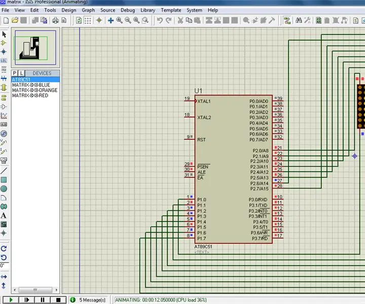 Interface de exibição de LED de matriz de pontos com microcontrolador 8051: 5 etapas