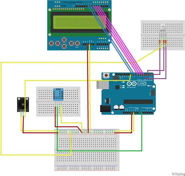 Arduino LCD հրդեհային անվտանգության նախազգուշացման համակարգ