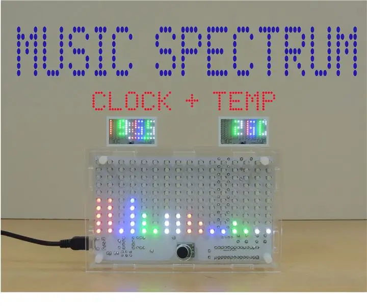 Musikspektrum med digitalt ur og temperatur: 9 trin (med billeder)