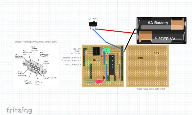 LĒTAS UN VIEGLAS PICAXE ROBOT dēlis ar sērijas kabeli