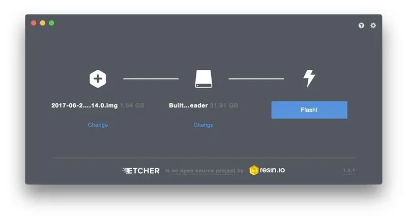 ใช้ Etcher ใส่ภาพดิสก์ OctoPrint ลงในการ์ด Micro SD