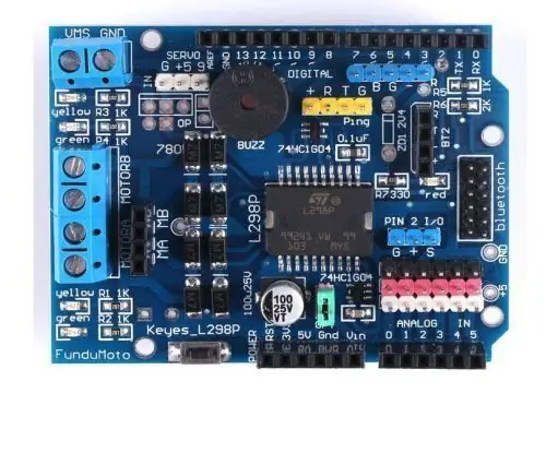 Výukový program pre štít ovládača motora L298 2Amp pre Arduino: 6 krokov