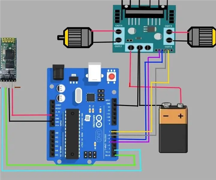 DIY Bluetooth-gestuurde auto: 4 stappen