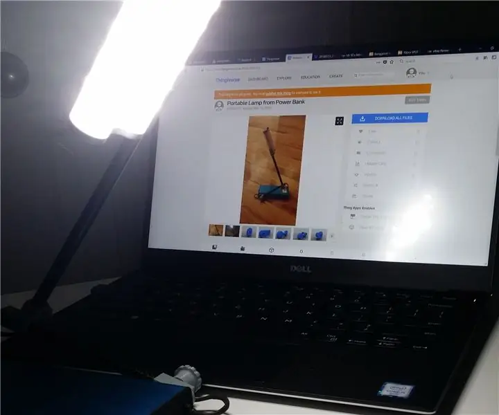 Portable Adjustable Lamp Mula sa Power Bank: 9 Mga Hakbang (na may Mga Larawan)