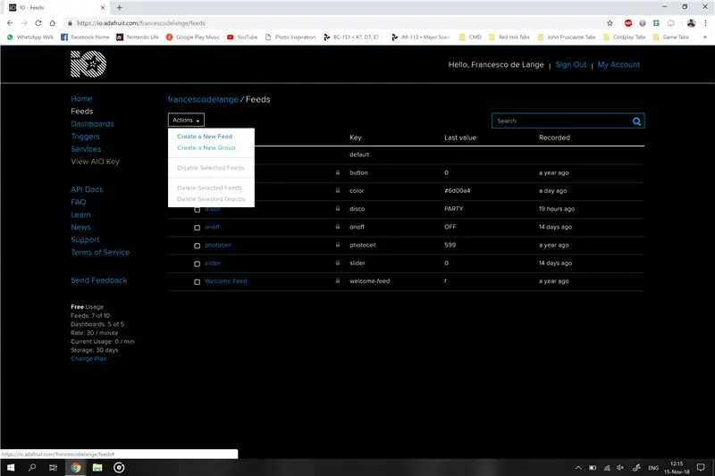 Configuración de su feed IO de Adafruit