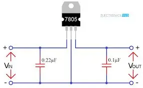 Uunganisho na Mdhibiti wa Voltage 7805 IC