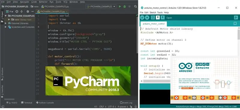 Software: Arduino IDE, PyCharm IDE