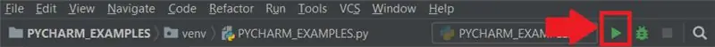 O código Python abaixo é executado no IDE PyCharm