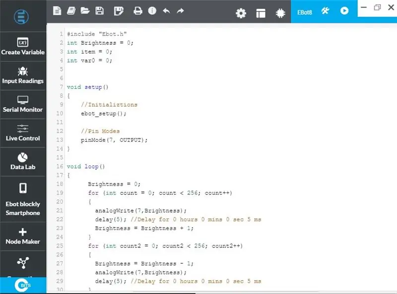 Arduino समतुल्य कोड।