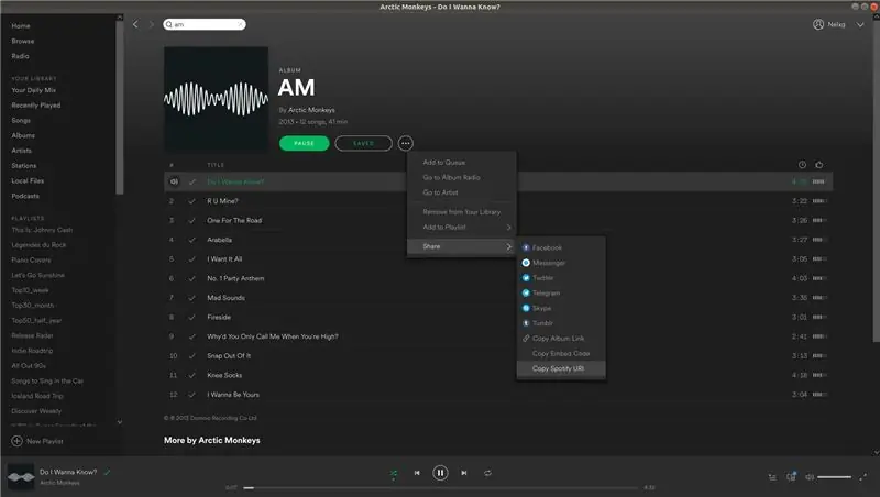 የአልበም ሽፋኖችን እና የ Spotify URI ን ማግኘት