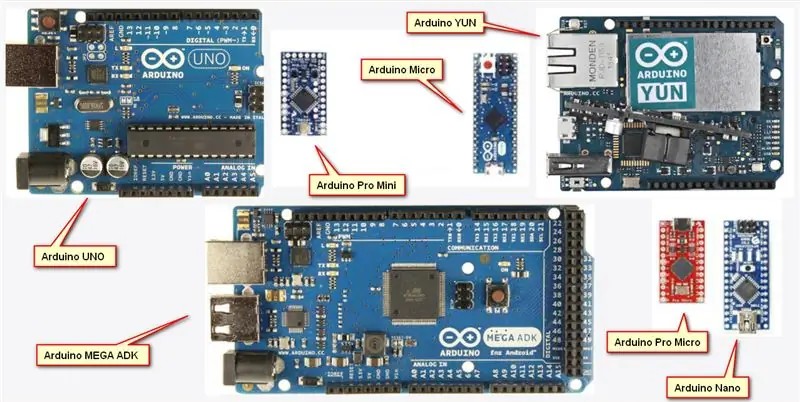 Diferentes placas Arduino