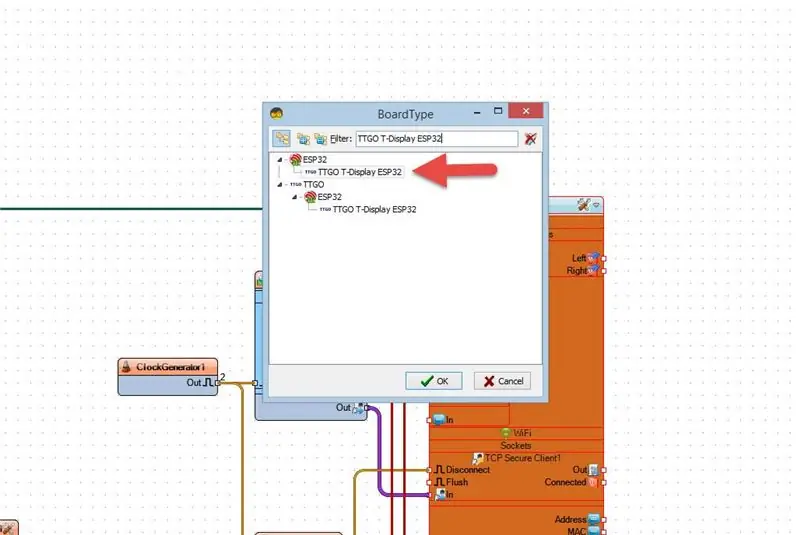 Inicieu Visuino i seleccioneu el tipus de placa Arduino TTGO T-Display ESP32