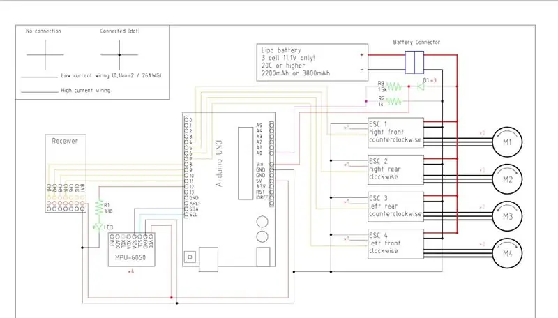 Etapa 6: - Conectando os ESCs e o receptor ao FC