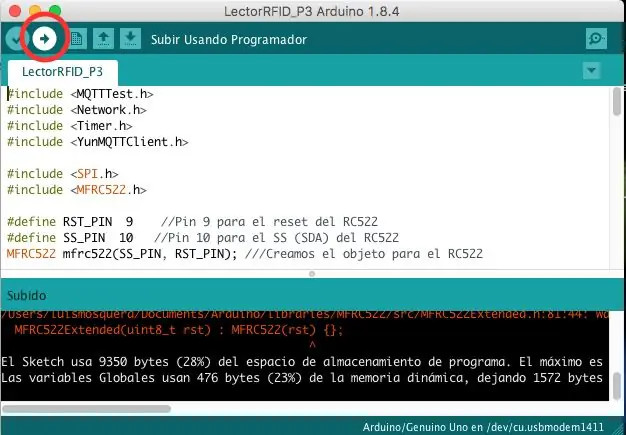 Cargar Script v La Placa De Arduino