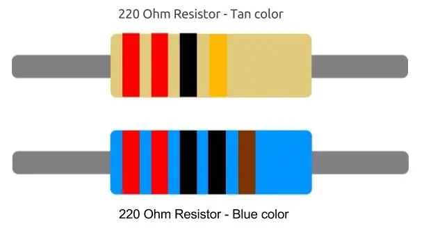 Monteer die bord: soldeer die 220 Ohm -weerstande