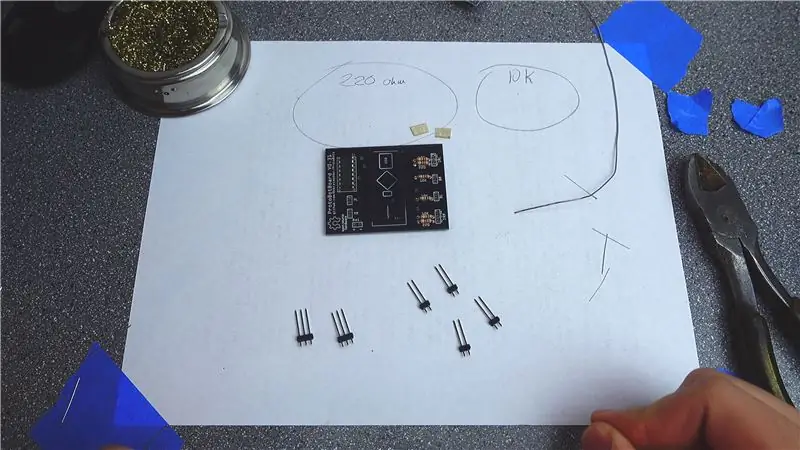 Ensamble la placa: pines del cabezal del sensor