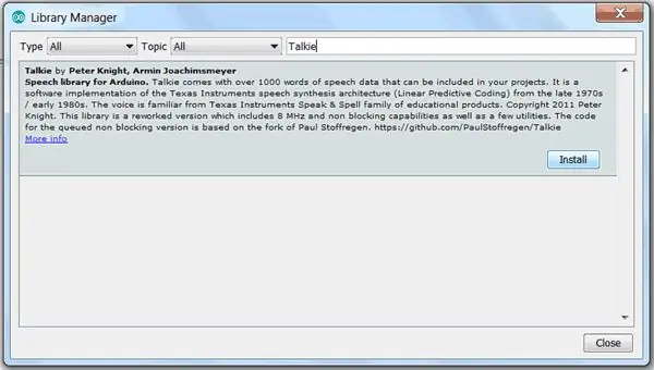 በእርስዎ Arduino IDE ውስጥ የ Talkie ቤተ -መጽሐፍትን መጫን