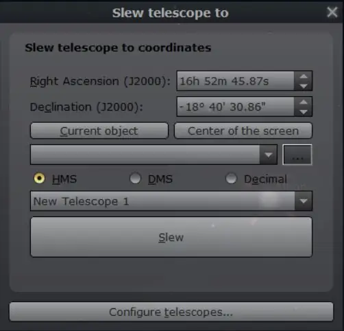 Configuració del programari Stellarium