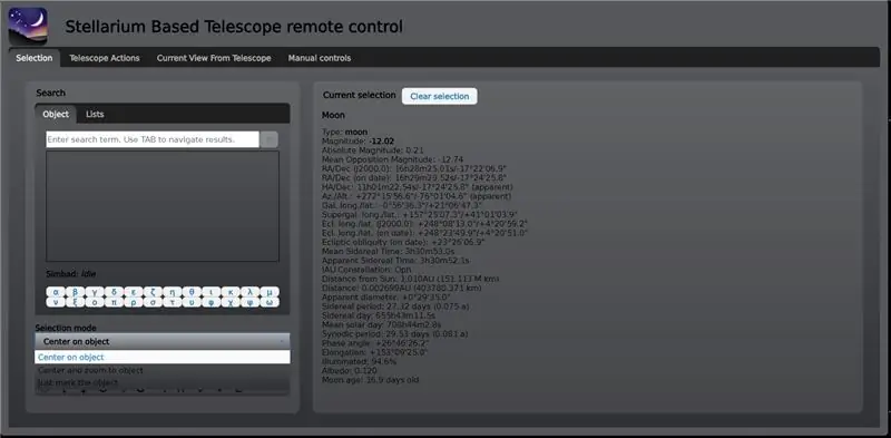 Configuració del programari Stellarium