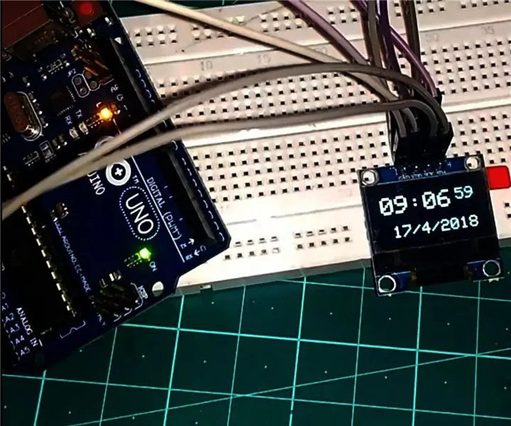 Ora e bazuar në Arduino duke përdorur modulin DS1307 Ora në kohë reale (RTC) & 0.96: 5 hapa